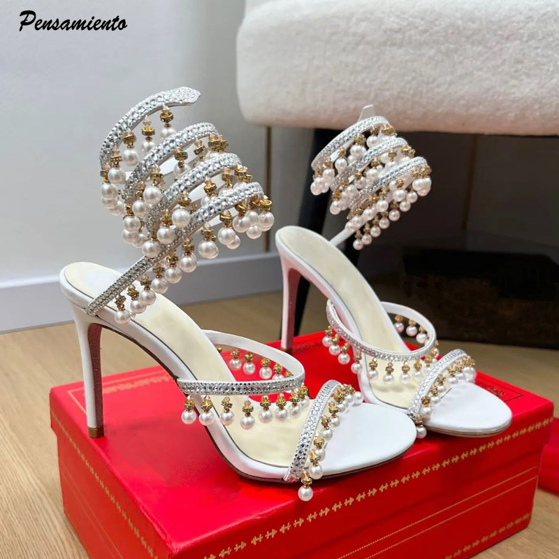 Summer Clothing Petite - Роскошные женские гладиаторские сандалии с жемчугом,