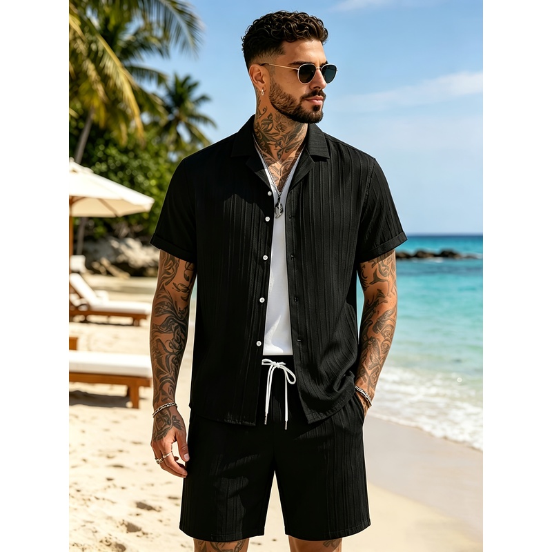 Summer Clothing Sets - Мужской летний повседневный костюм: рубашка с
