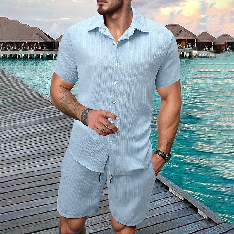 Summer Clothing Sets - Новый мужской комплект 2026: рубашка с