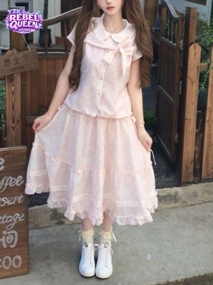 Summer Clothing Model - Японский винтажный комплект из двух предметов:
