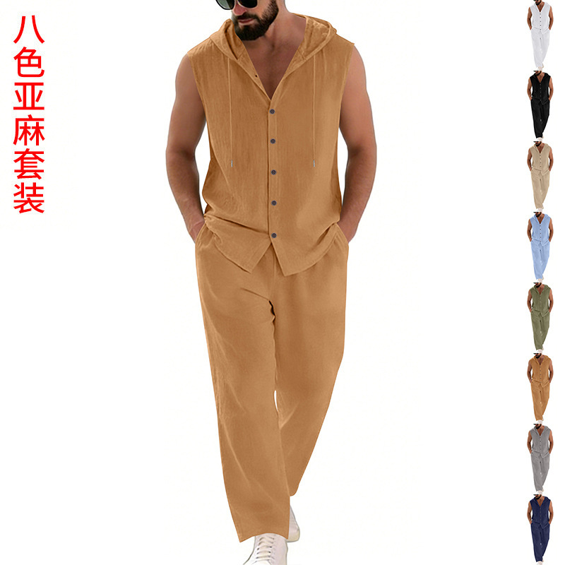 Мужской повседневный льняной к – обзор и цена Summer Clothing Sets